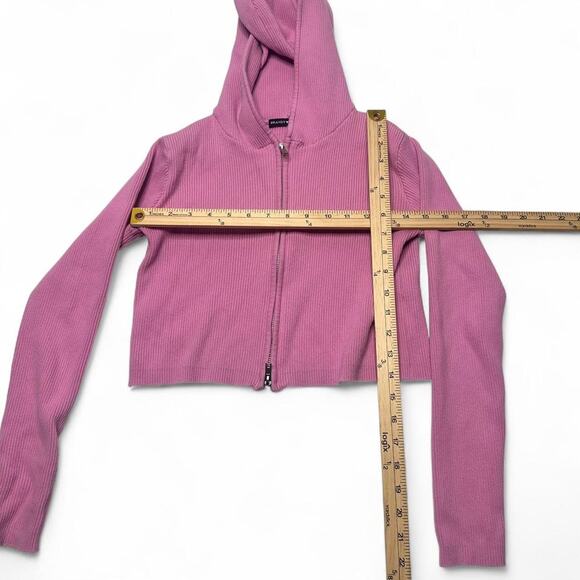 Brandy Melville Pink Lightweight Zip Up Hoodie 100% Cotton One Size Fits XS-M - Picture 3 of 6